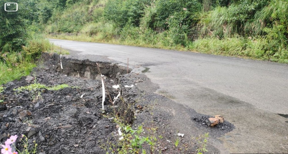 Damaged section of the Pfutsero–Phek road as highlighted by the Centre Chakhesang Public Organization.